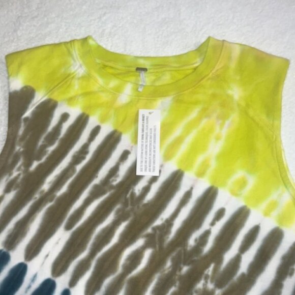 Young Fabulous and Broke green tie dye shoulder pad sleeveless top size Medium - Picture 5 of 10